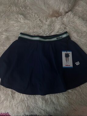Wilson Navy Tennis Skort with Green and White Waistband